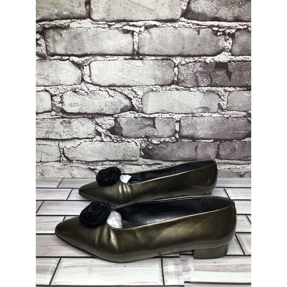 I. Magnin Green Metallic Patent leather Slip On Heeled Shoes Women Sz 6M US/36EU - Picture 13 of 16